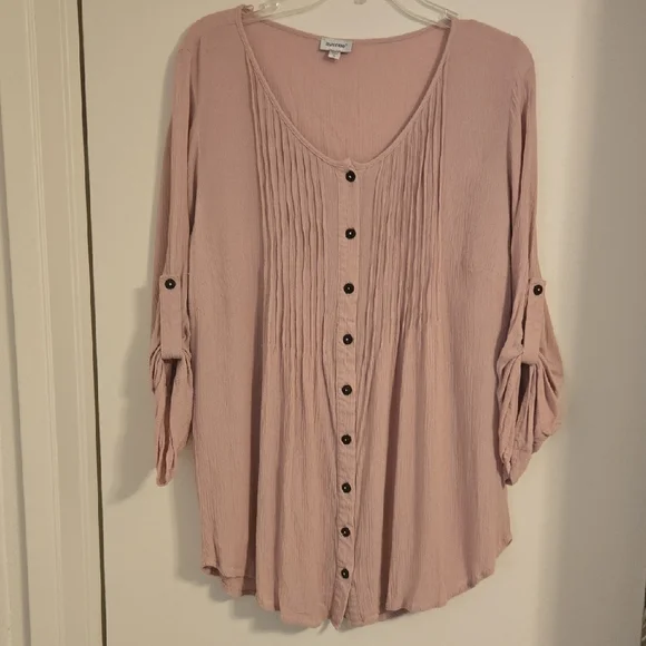 Avenue Blush Button-Front Blouse - Picture 1 of 1